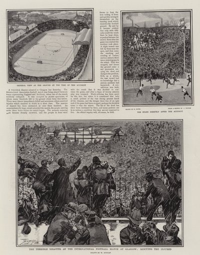 The Terrible Disaster at the International Football Match at Glasgow, rescuing the Injured by Walter Duncan
